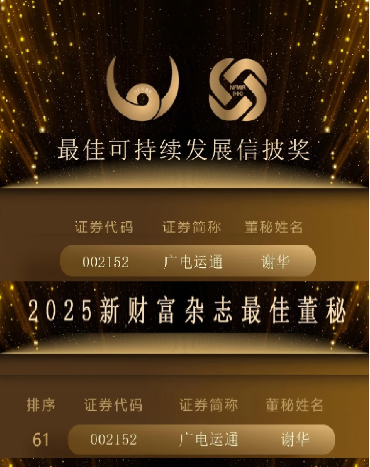 載譽(yù)而歸！廣電運通榮獲多項資本市場重要獎項